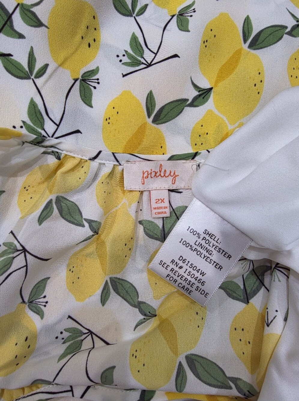Pixley Lemon Print Halter Midi Dress Size 2X Yellow White - Picture 4 of 4
